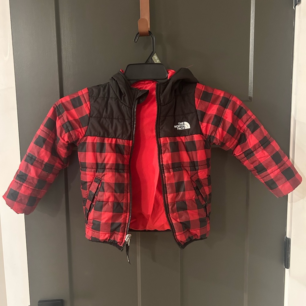 The North Face Red and Black Checkered Jacket